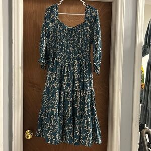 Baltic Born Teal Floral Midi Dress